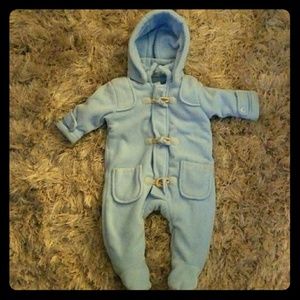 Baby Blue fleece jumper onesie with toggles